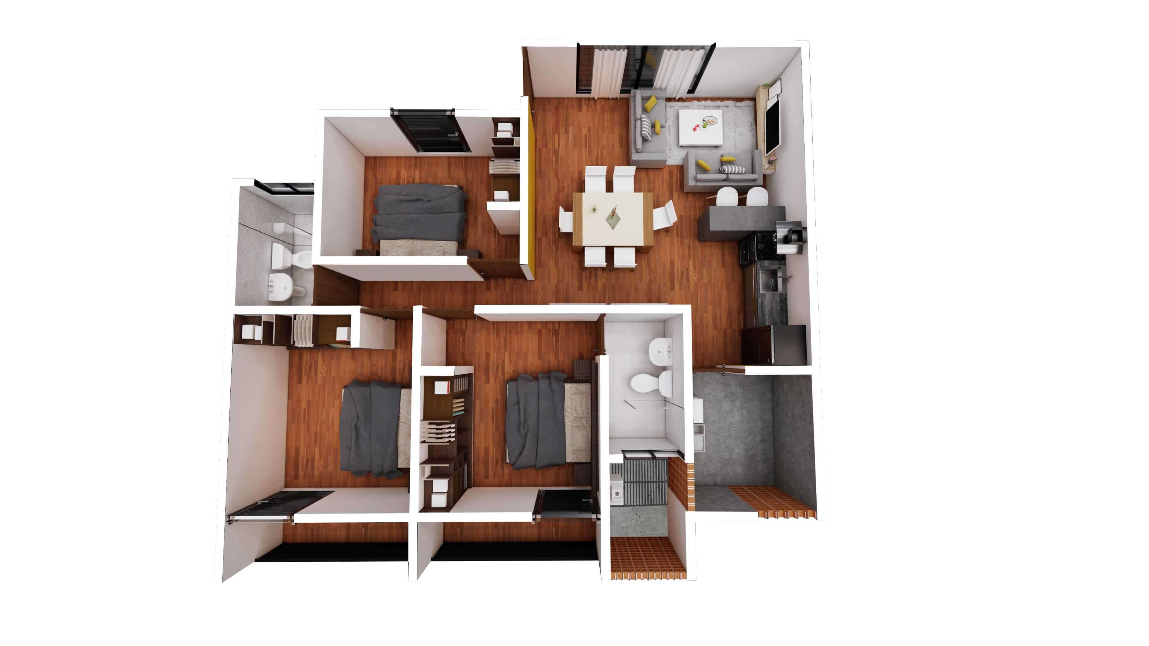 Plano de departamento 90 santo barrio corte 2